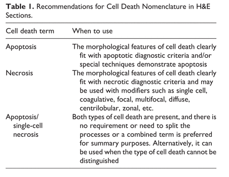 Table 1. Recommendations for Cell Death Nomenclature in H&E Sections.